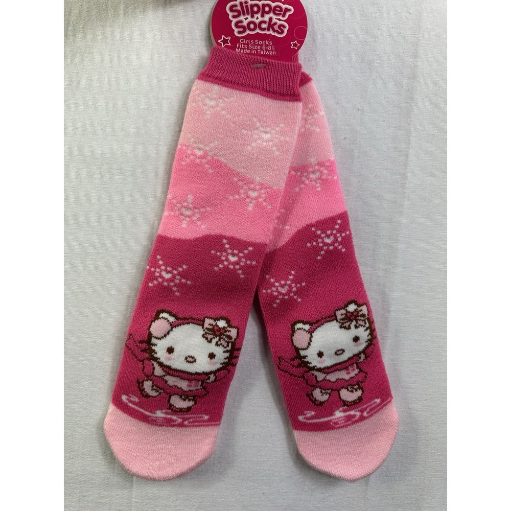 NWT Sanrio Hello Kitty‎ sock slipper socks girl socks fit size 6-8 1/2
